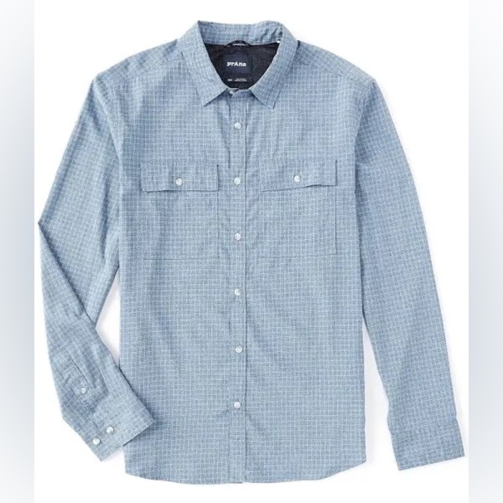 Prana Men's Tan Garvan Ls Outdoor Shirt Size M Tall